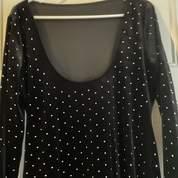 Black Velvet Dress With Silver “Rhinestones” - Picture 4 of 5